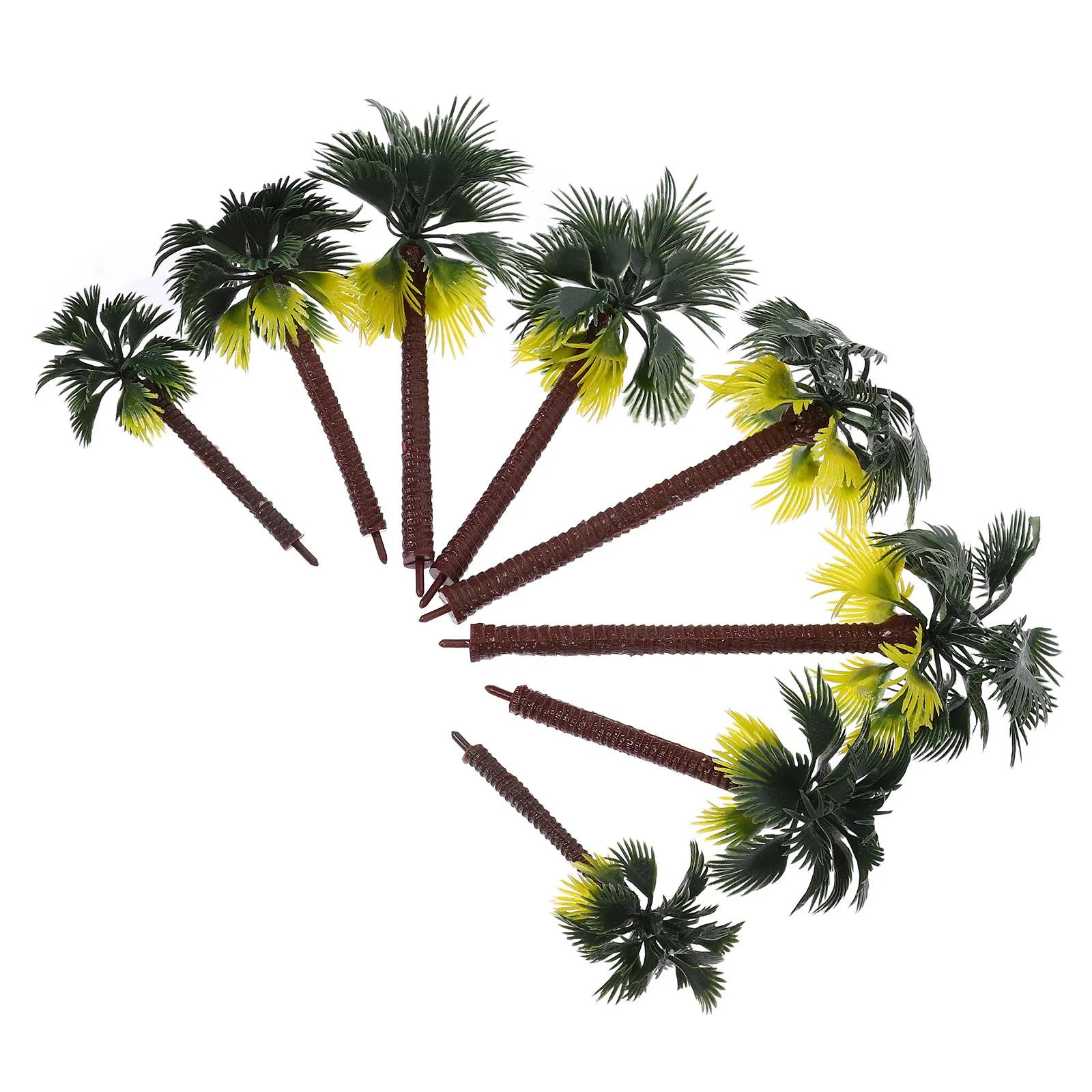 8Pcs Green Palm Trees Plastic Set Different Sizes 16Cm 13Cm 10Cm 8Cm Realistic Landscape Scenery Decoration DIY Sand Table