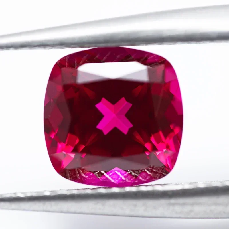 Lab Grown Ruby Vierkant Kussen Vorm Rode Kleur VVS1 Edelsteen Charme Kralen Diy Sieraden Maken Materialen Selecteerbaar AGL Certificaat