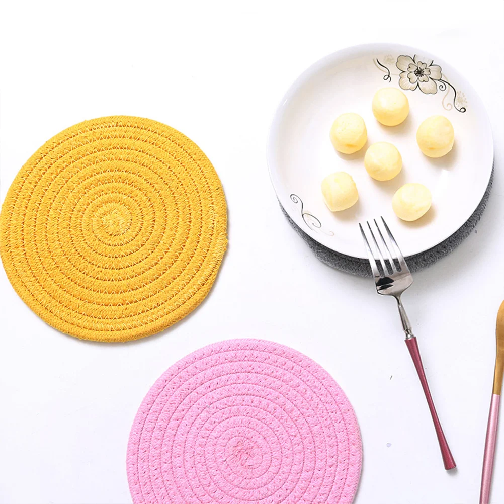 

Cotton Linen Insulation Pad Round Non-Slip Placemat For Tableware Cup Mat Handmade Coasters Decorative Placemats Kitchen Dining
