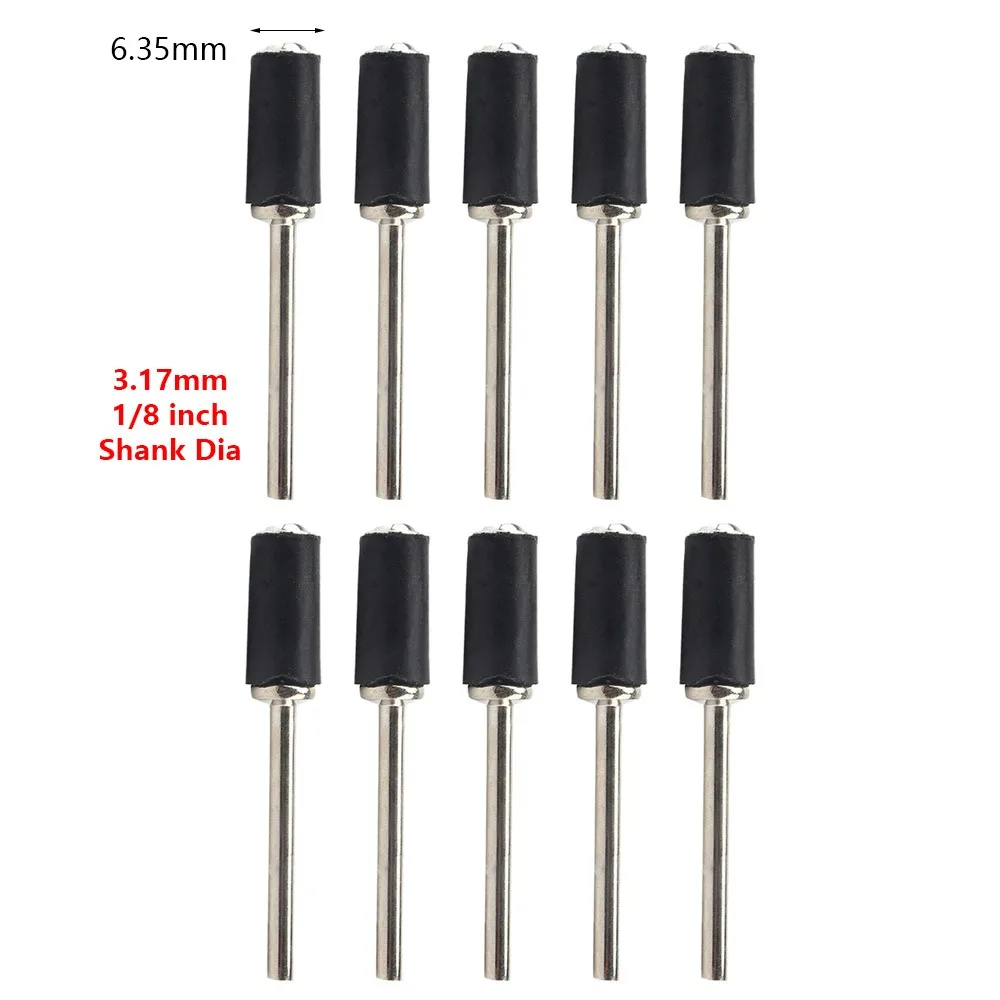 10Pcs/Set New 1/8inch Sanding Mandrels 6.35/9.5/12.7mm Rubber Sandpaper Circle Kit Grinder Drum Rod Abrasive Tool