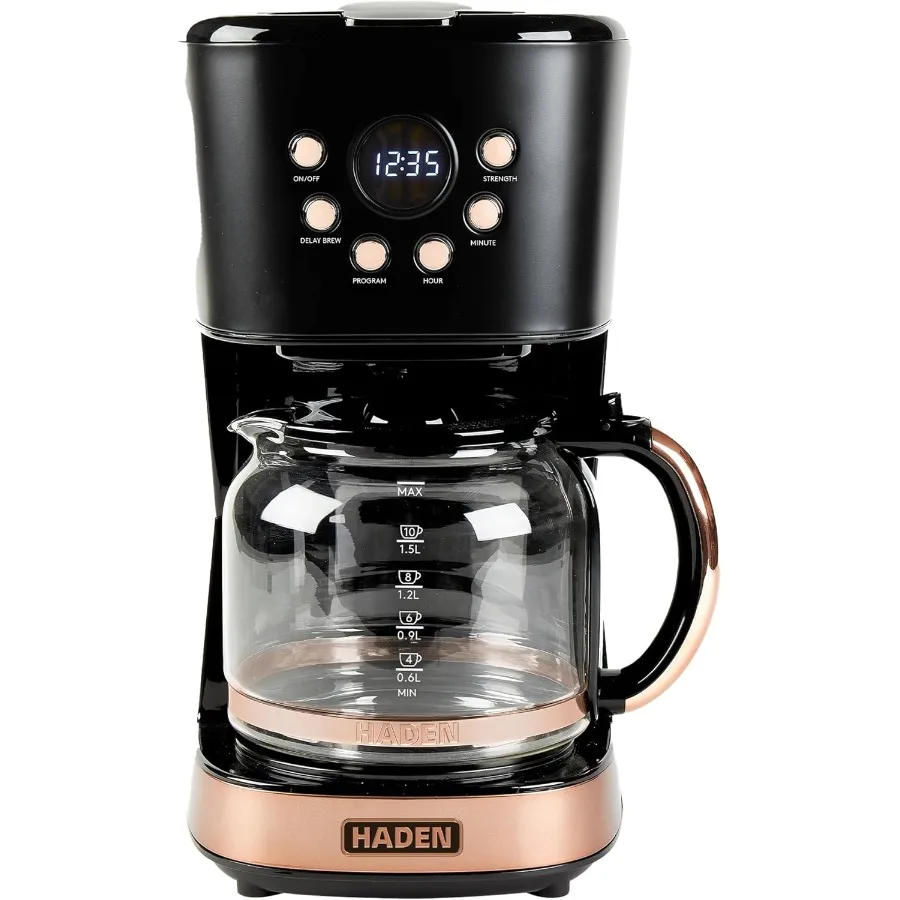 Программируемая капельная кофеварка на 12 чашек с функцией автоматического отключения и многоразовым моющимся фильтром для воды для домашнего или офисного использования Bla