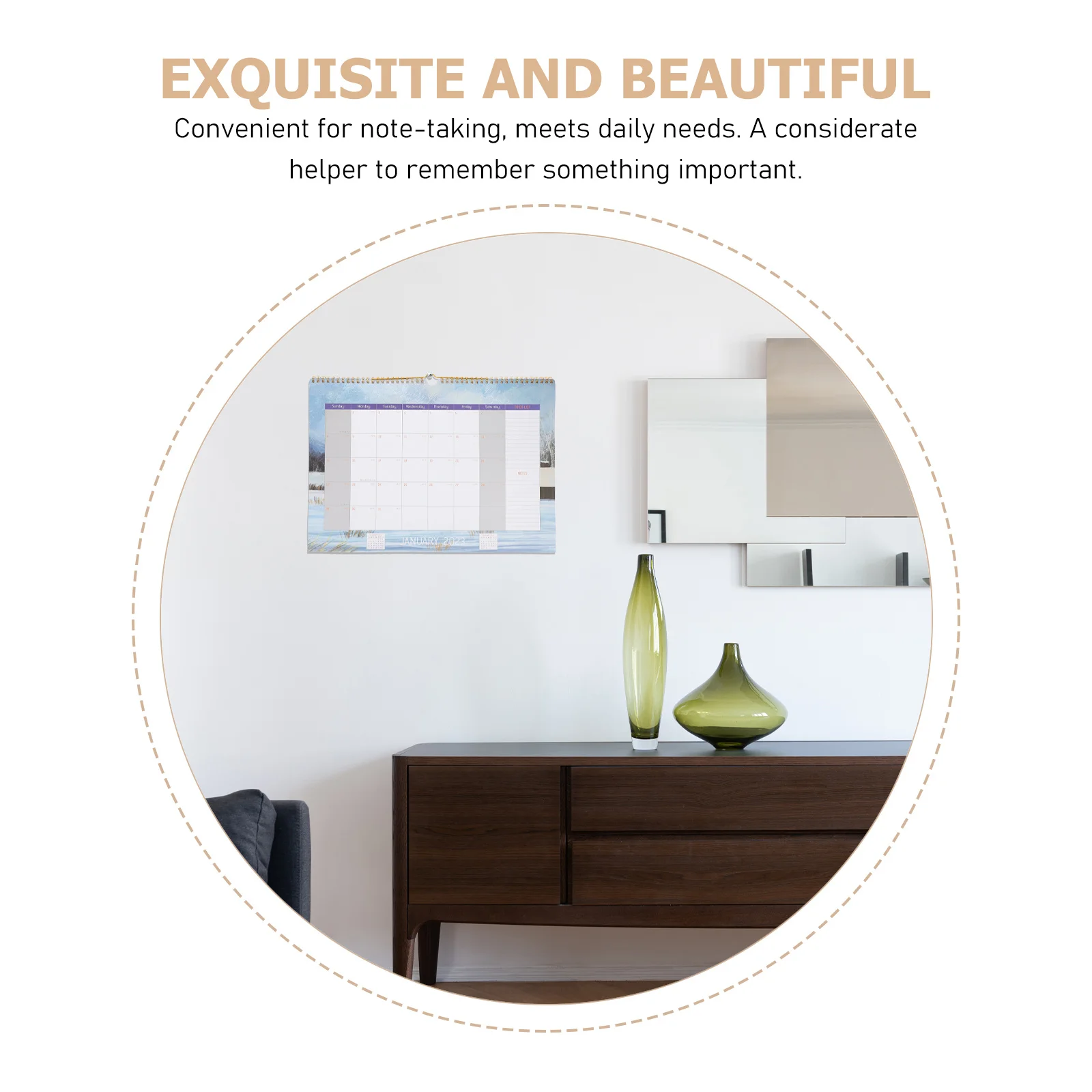 

English Wall 2023 Simple Design Smooth Paper Hanging Calendar For Home Office Monthly Organizer Multipurpose Planner