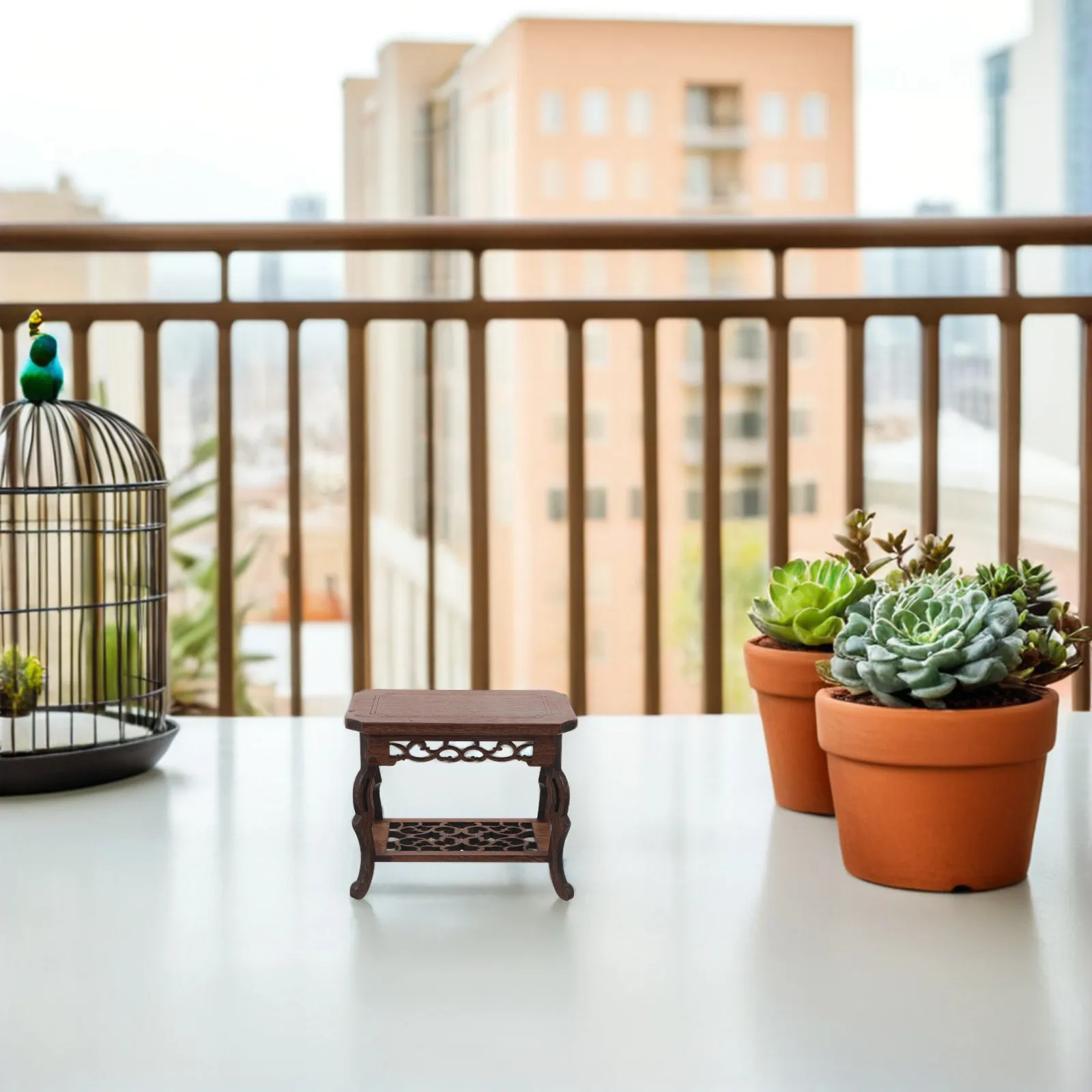Wood Pedestal Stand for Bonsai – Elegant Rectangular Jade Base, Smooth Surface Indoor Outdoor Decorative Display
