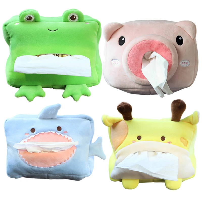 Cartoon Animals Car Paper Boxes Car Tissue Box Car Inner Armrest Box Sun Visor Pumping Box Cute Creative Tissue Boxes Accessory