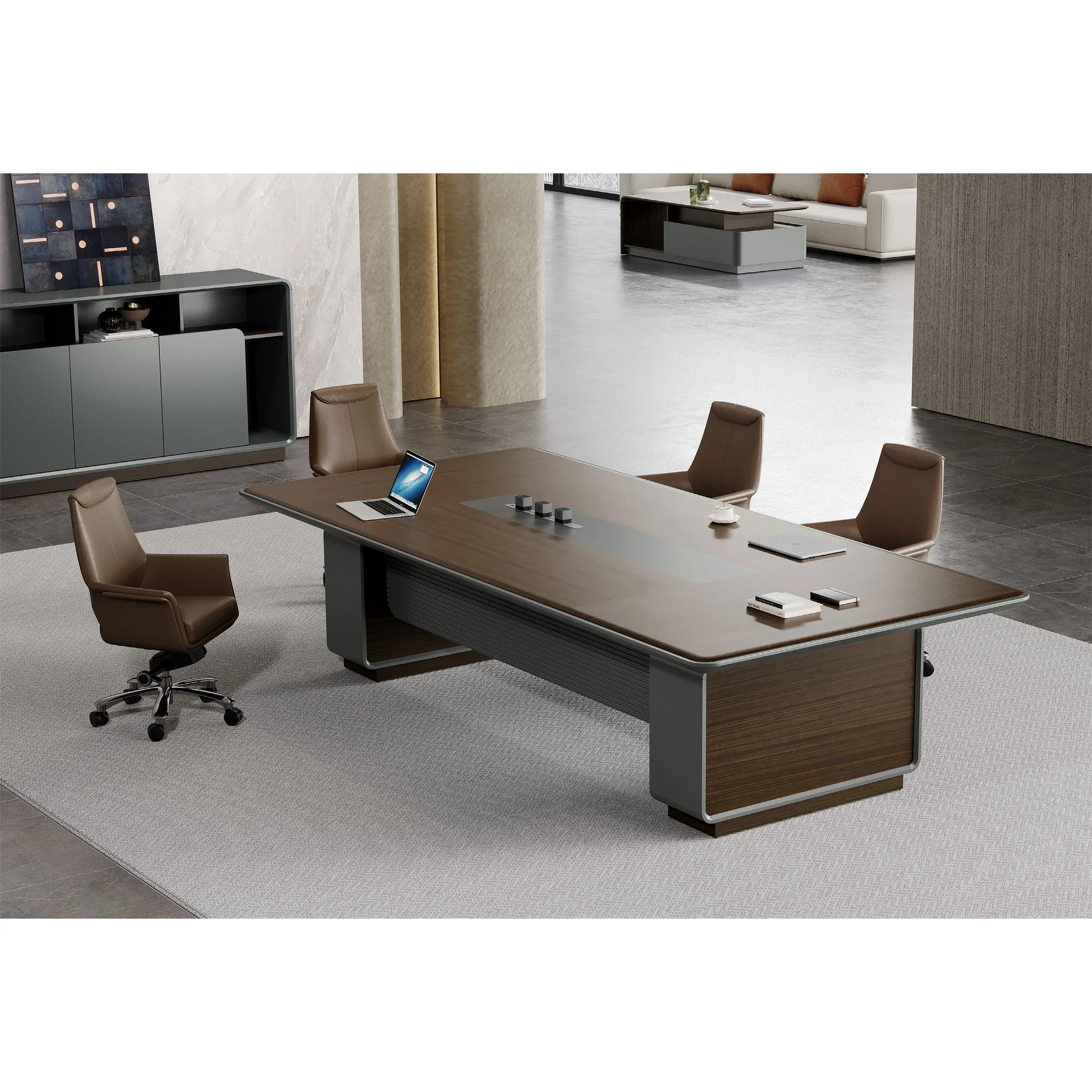 Modern Luxury Conference Table Big Wooden Conference Table 18 Person Seater Office Meeting Desk Conference Table