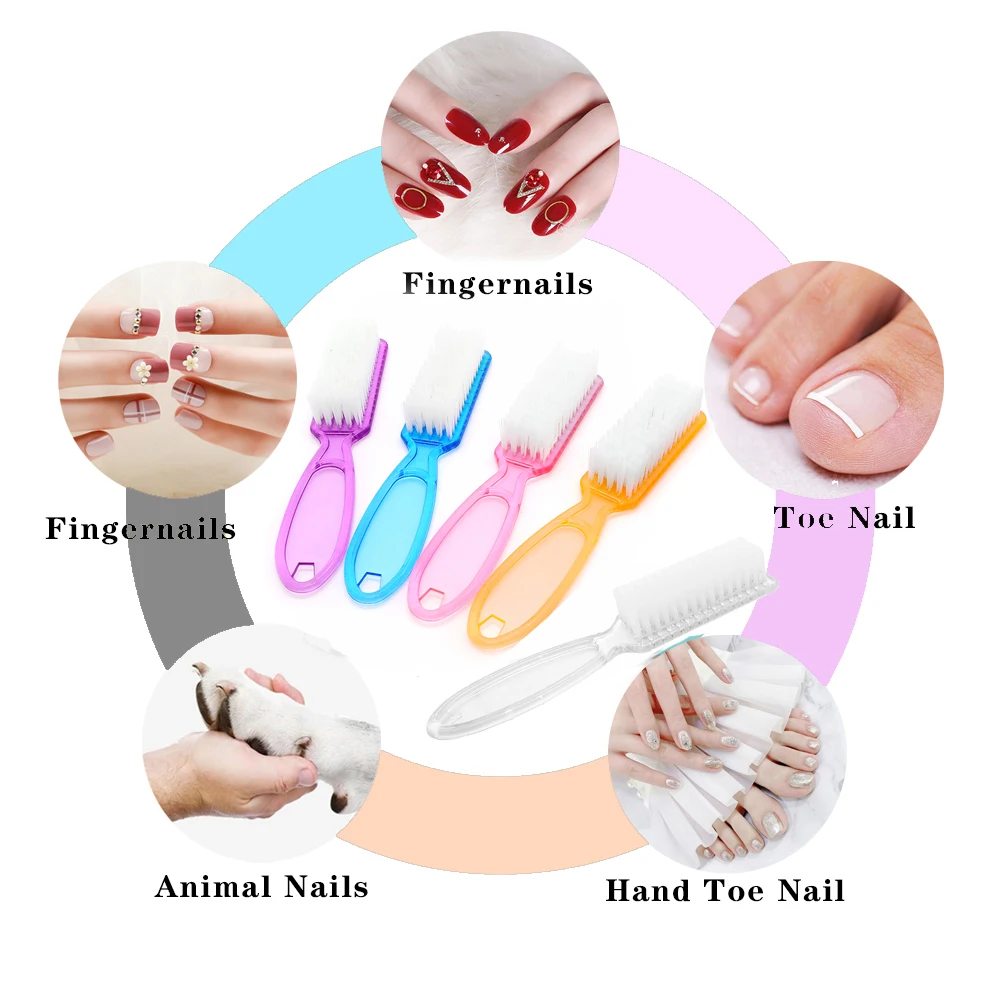 Escova profissional de acrílico transparente, 2 peças, cabo reto, salão de beleza, qualidade, cerdas macias, manicure, fácil aderência, ferramenta de cuidados com as unhas