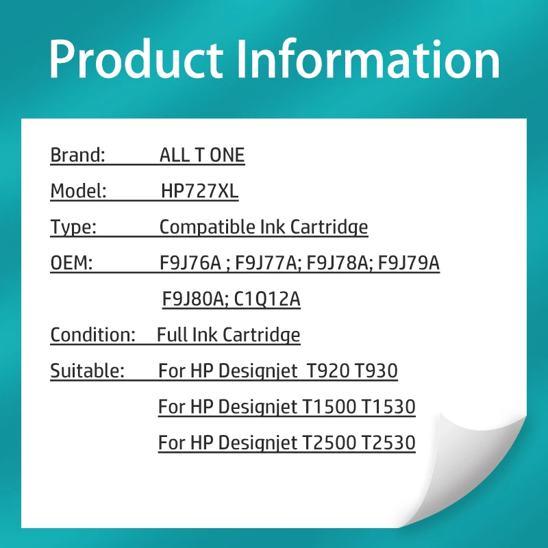 Imagem -04 - Cartucho de Tinta Compatível para Impressora hp 727 727xl 300ml C1q12a F9j76a T920 T2500 T930 T1530 T2530 T1500 Hp727