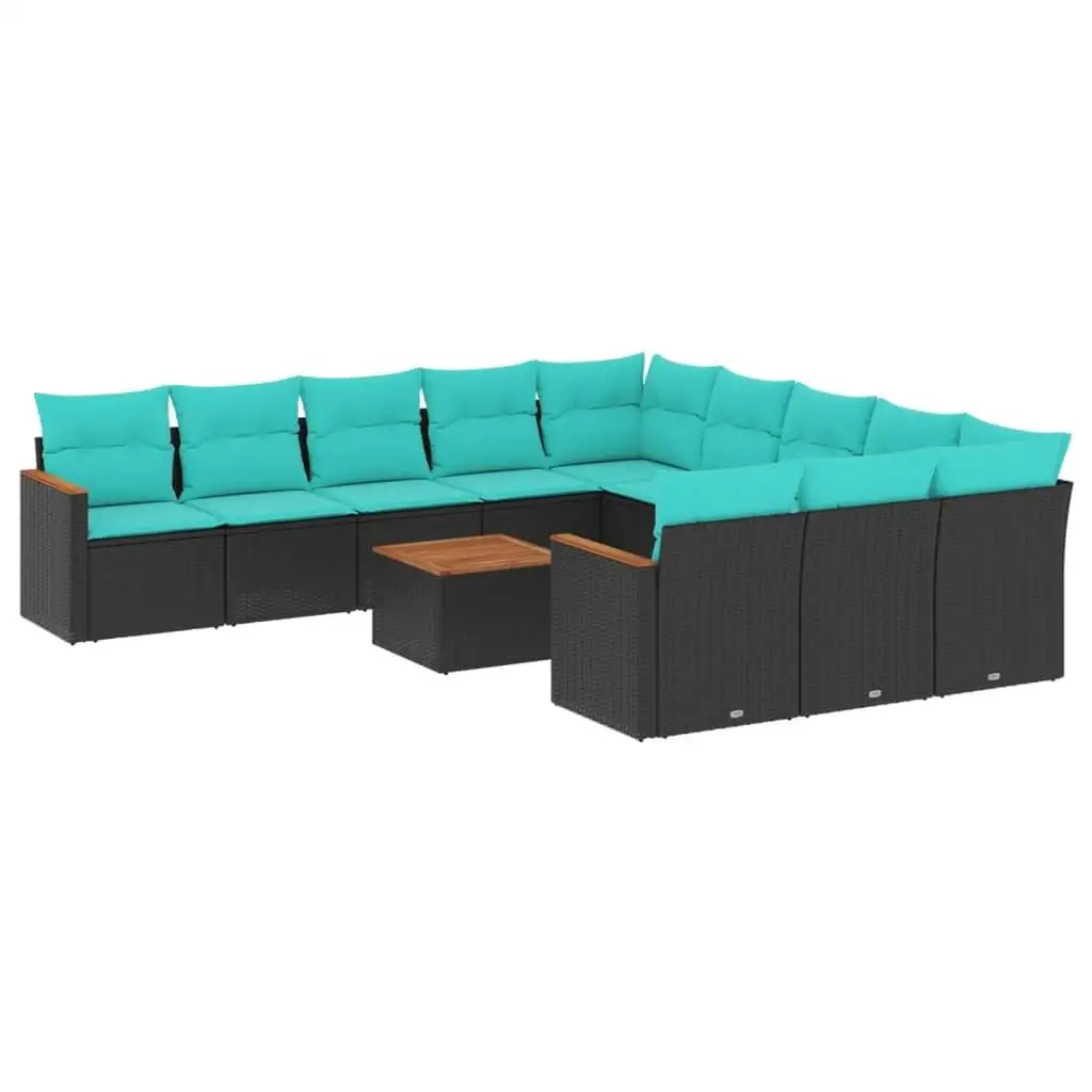 

12 Piece Outdoor Patio Sofa Set with Cushions Black Rattan Wicker Furniture Garden Seating