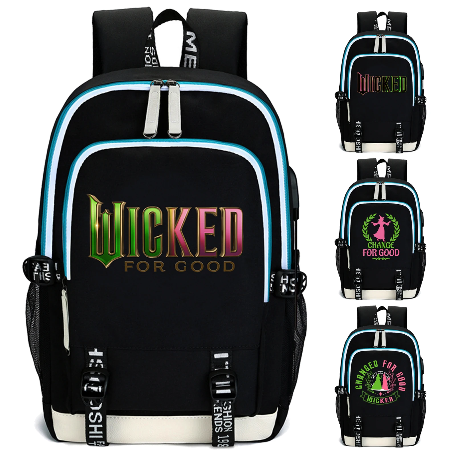 حقيبة ظهر للكمبيوتر المحمول من Wicked For Good Movie لعام 2025 للمراهقين والأولاد والبنات حقيبة كتب للطلاب Mochila