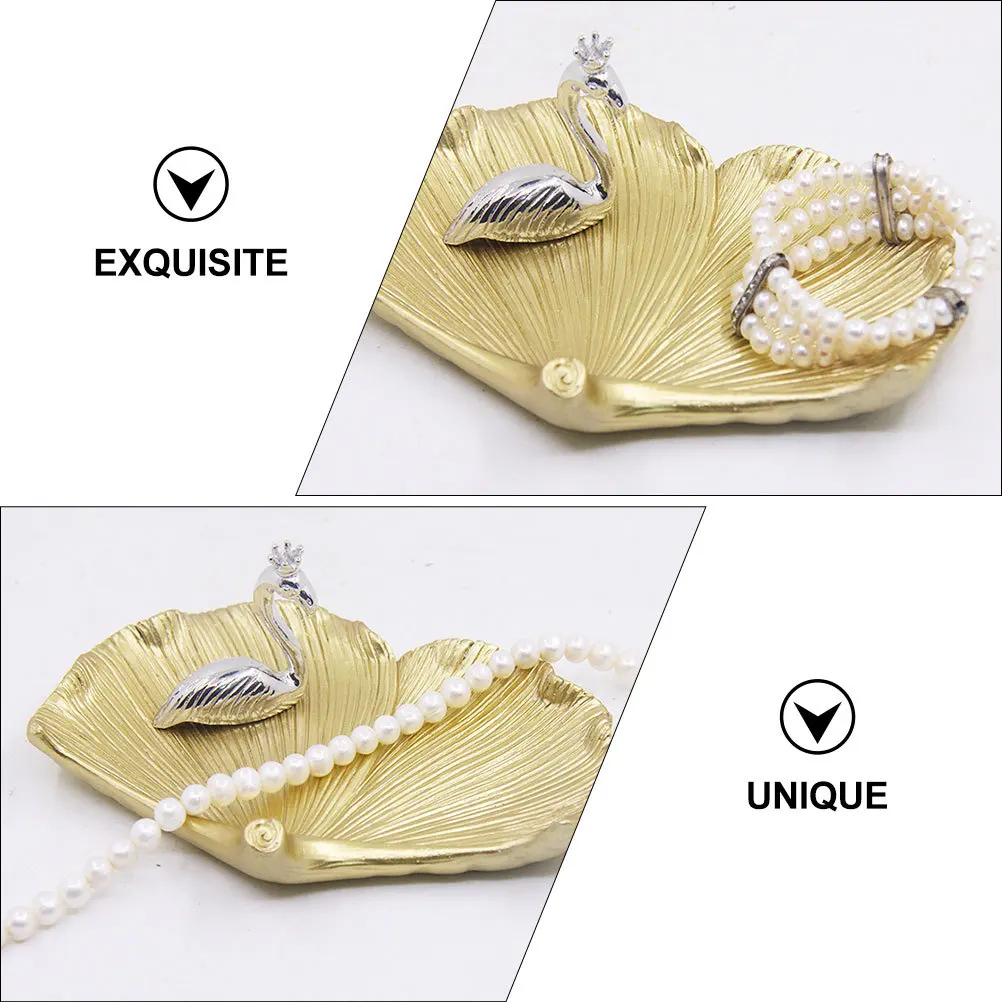 

1Pcs Golden Leaf Shape Resin Jewelry Tray Creative Desktop Storage Organizer for Accessories Home Decor Elegant Design