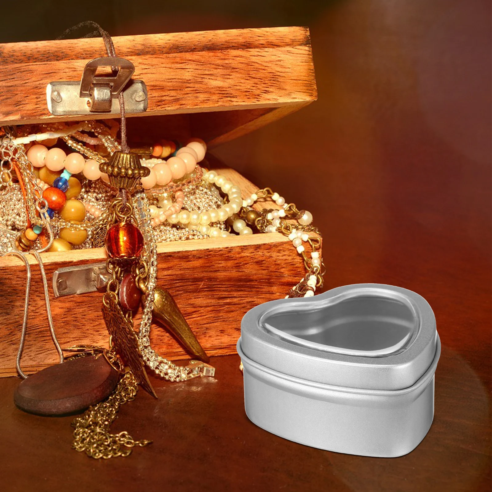 

12Pcs Heart Shaped Metal Tins Clear Window Durable Iron Making Candy Jewelry Storage Gift Boxes Empty Jars