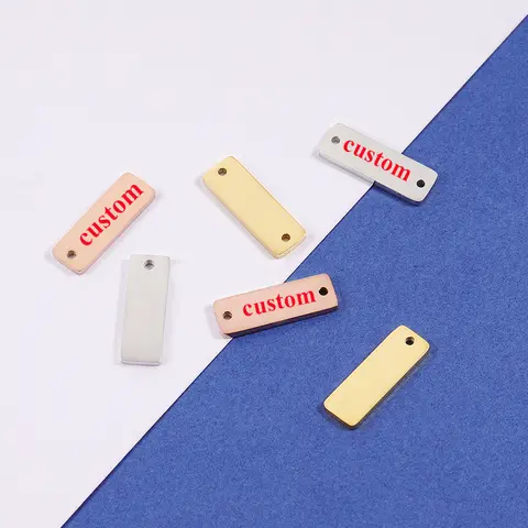 20pcs 6x18mm Custom Metal Tags Stainless Steel Custom Charms For Diy Bag Clothing Logo Tags Free Engraving 20pcs/lot