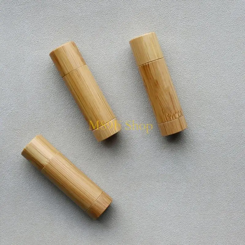 M89F Practical Bamboo Lip Balm Cases Friendly Solution Refillable Empty Lipstick Tube for Makeup Lover and Professionals