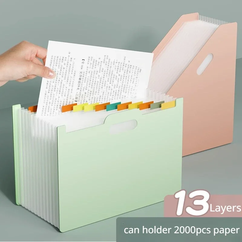 13 Grids File Bag Examination Paper Storage Multilayer File Folders Students with Classification Expansion Bag Office Supplies