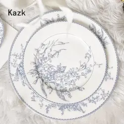 European Style Lily of The Valley Ceramic Dinner Plates Light Luxury Patterned Western Steak Plate Dessert Dishes Home Tableware