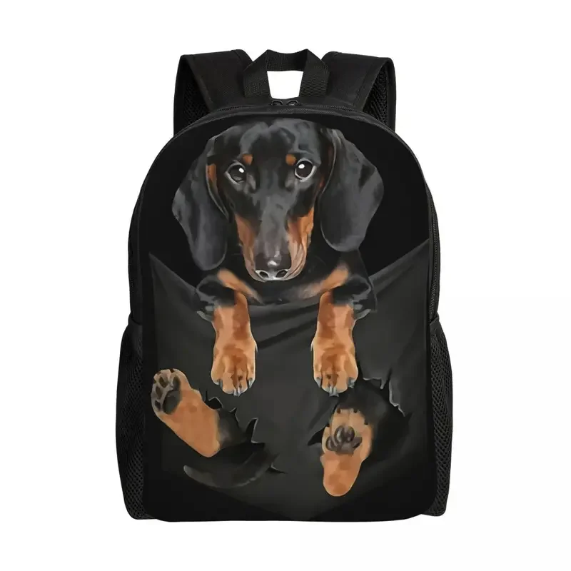 Custom Funny Dachshund Backpack para Homens e Mulheres, College School, Students Bookbag, Fits 15 "Laptop, Salsicha, Badger, Wener Dog Bags