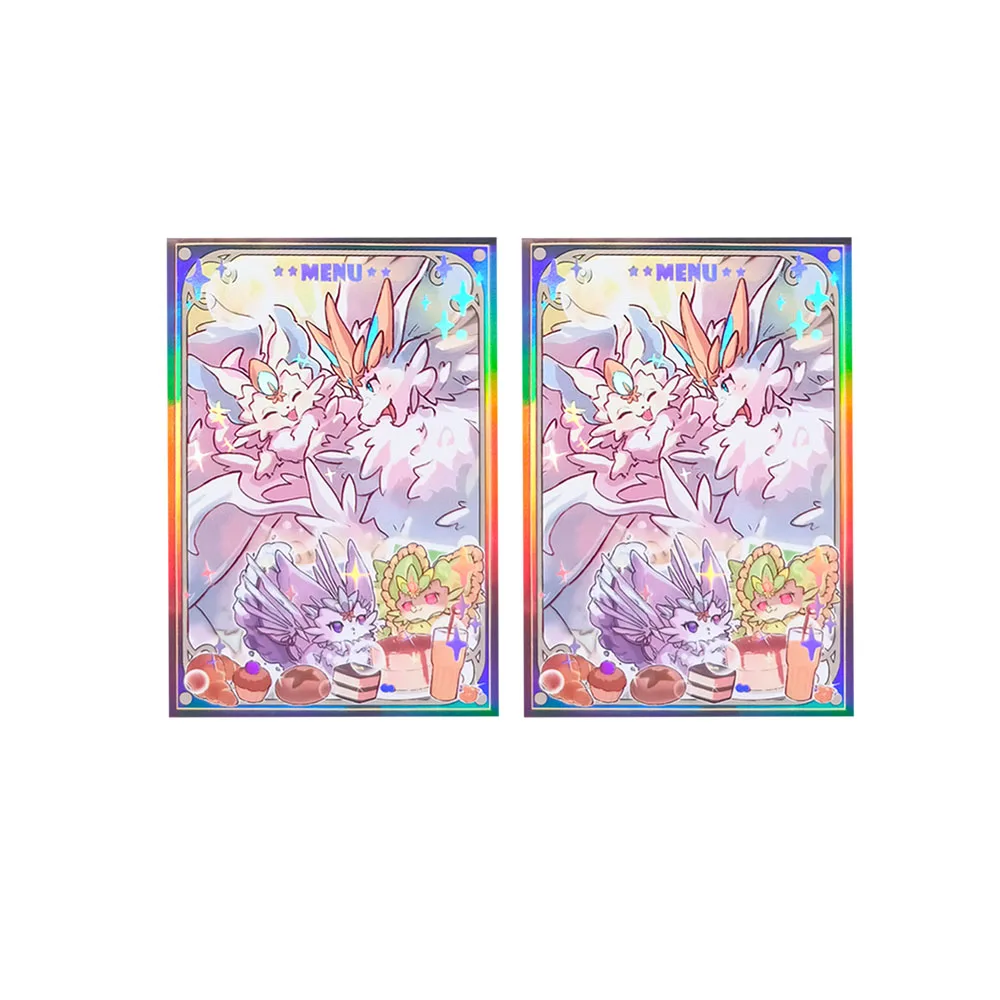 63x90mm 50PCS Holographic Sleeves YUGIOH Card Sleeves Illustration Anime Protector Card Cover for Board Games Trading Cards