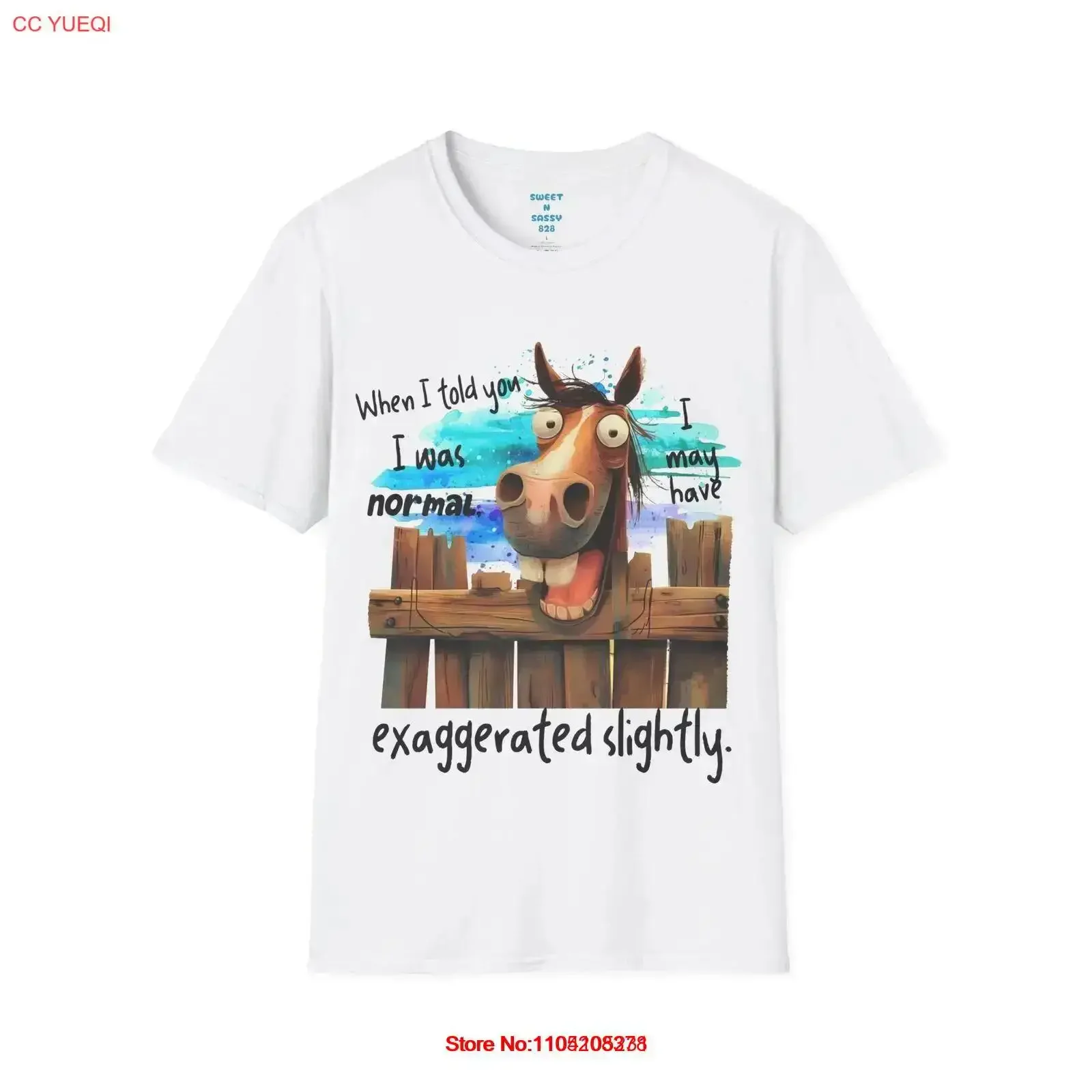 Funny Horse T Shirt Normal Exaggerated Softstyle Humorous vintage Washed Slightly Top For Everyday Wear Soft Comfortable