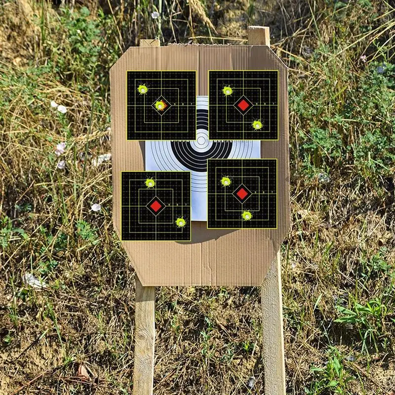 Gama de objetivos contra salpicaduras, 100 hojas, pegatinas de objetivo reactivas, portería contra salpicaduras de 6 pulgadas, ver fácilmente tus disparos, ráfaga fluorescente brillante