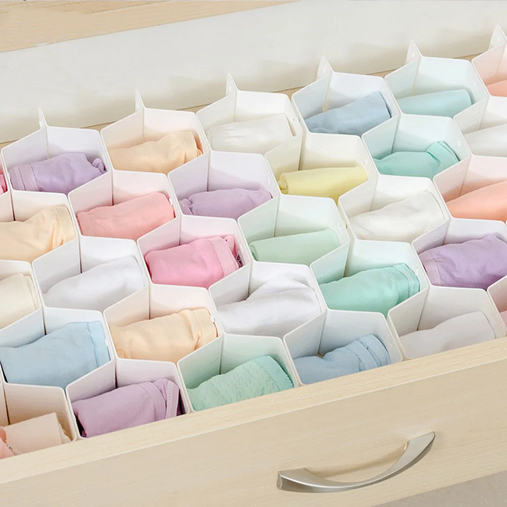 

2 комплекта органайзеров для ящиков с сотовой структурой, регулируемые пластиковые решетки для шкафа, комода, хранения под кроватью, разделители-проставки