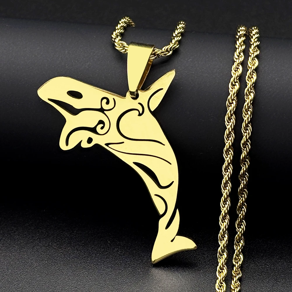 Shark Stainless Steel Charms Necklaces for Women Fish Whale Dolphin Silver Color Necklaces Pendants Jewelry colar gargantilha