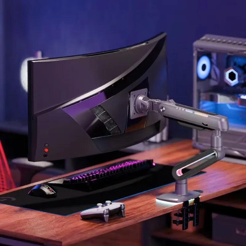 F6-XV Black Aluminum Single Monitor Arm 32-60 Inch Spring Free Hovering Robotic Stand with 90 Tilt New Private Mold