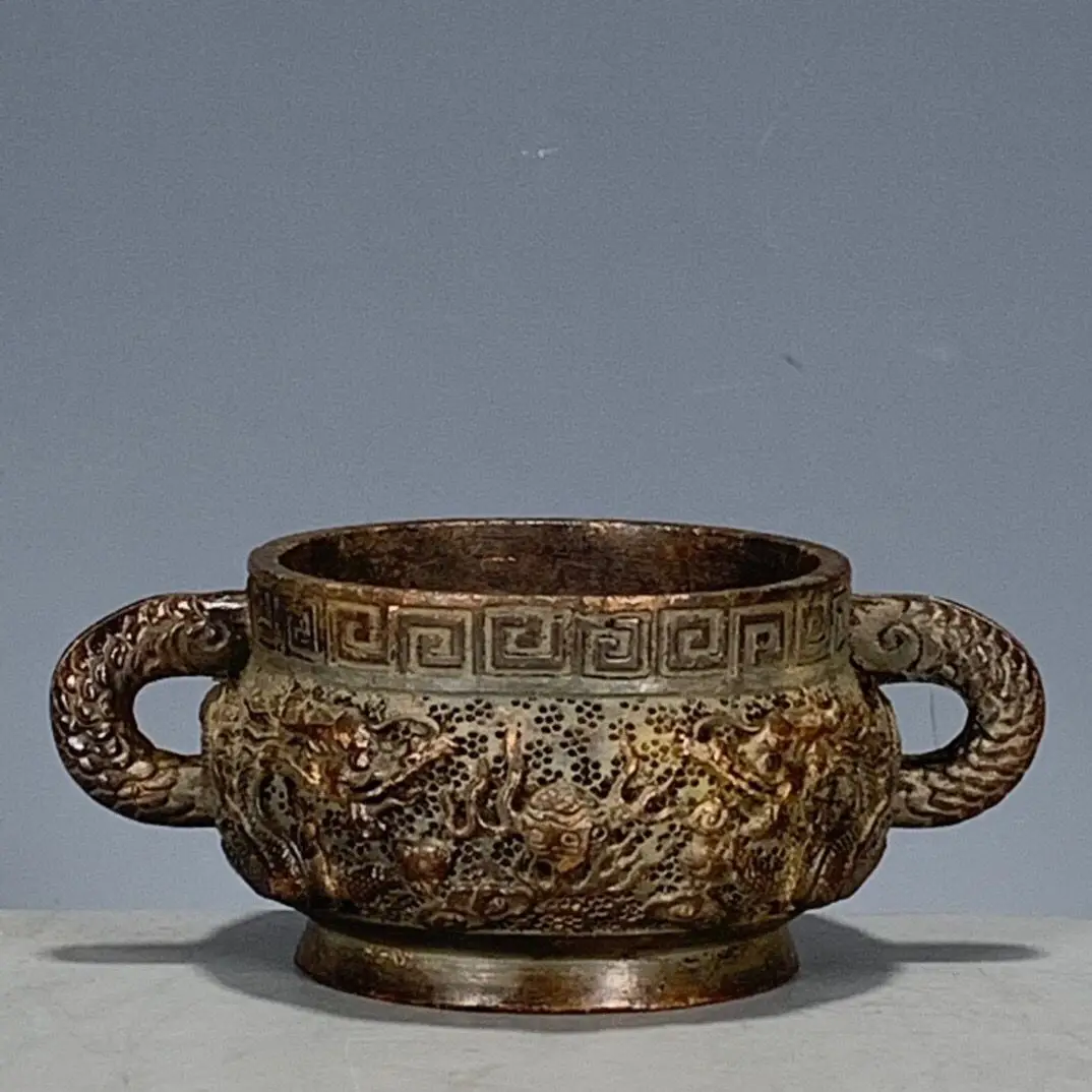 Old Tibetan Antique Genuine Backflow Qing Dynasty Qianlong Six Character Imperial Mark Censer Statue Ornament