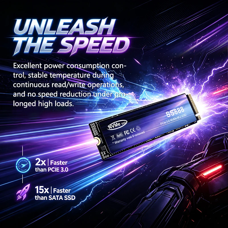 High Speed 1TB 2TB 4TB SSD NVMe SS888 M.2 2280  Internal Solid State Drive PCIe 3.0 Gaming Drive Works for  Laptop PC Hard Disk
