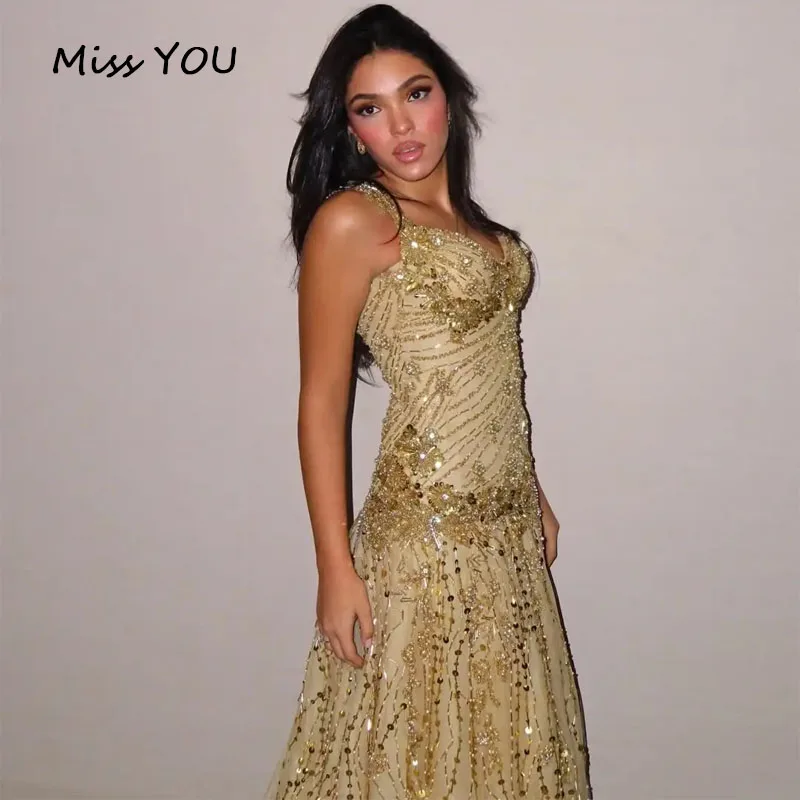 Customized Evening Dress Luxurious Sweetheart Sparkle Beading Sequins A-Line Formal Wedding Party Gowns Vestidos De Gala