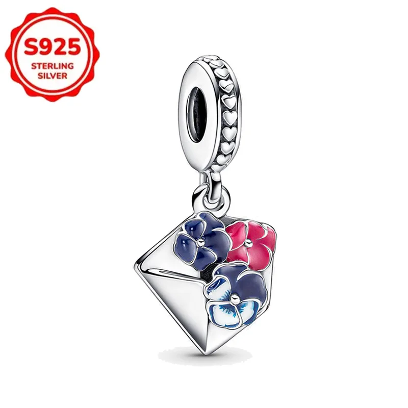 925 Sterling Silber Charms Bunte Emaille Schmetterling Plumeria Blume Sonne Mond Stern Anhänger Perlen Damen Armband DIY Schmuck Geschenk