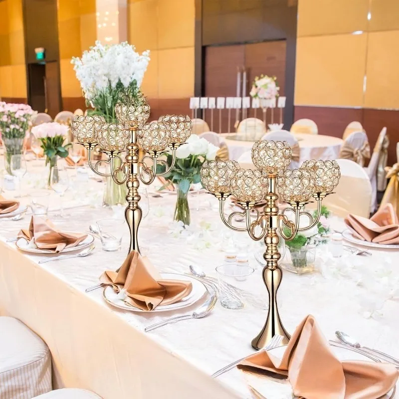 Luxury Candle Holders Elegant Five Arm Ironwork Candle Holders Wedding Party Art Candelabrum Table Decoration Accessories