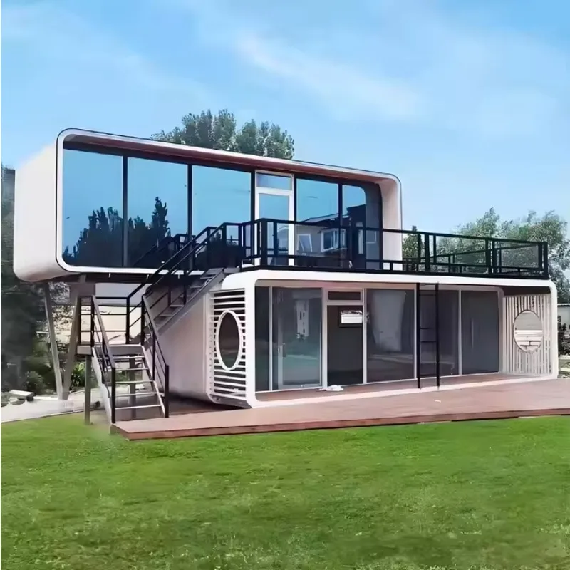 Double-decker with Stairs Apple Cabin for Sale - Pre-engineered Container House with Sandwich Panel & Modular Steel Structure