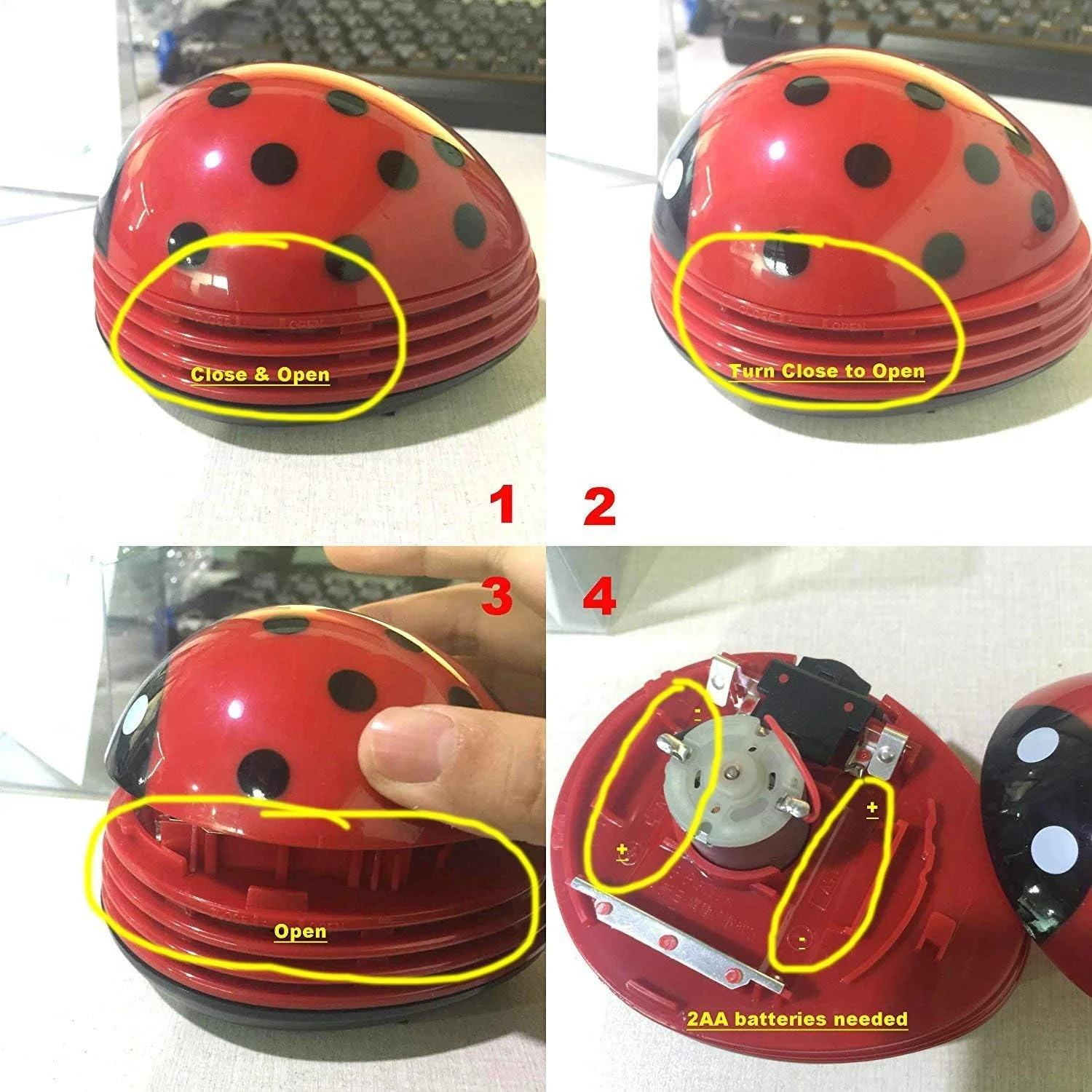 Ladybug Vacuum Cleaner - Mini Vacuum Cleaner Portable Corner Desk Vacuum Cleaner Mini Cute Vacuum Cleaner Dust Sweeper 1Pcs