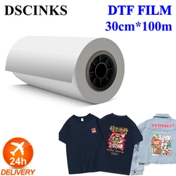 11.8 inches 30cm*100M DTF PET Film For Digital Inkjet Printer For T Shirt Garment Textile Materials Clothes Thermal Transfer