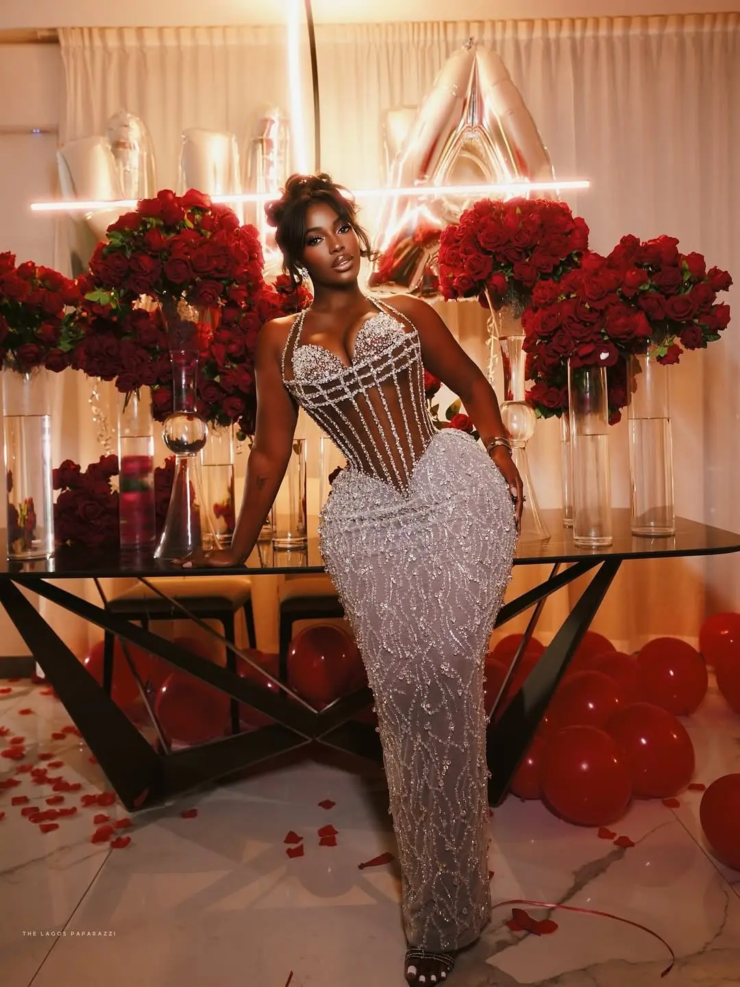 Luksusowe Sukienki Wieczorowe z Koronki z Perłami Afrykańska Sukienka Urodzinowa Aso Ebi Błyszcząca Sukienka Ślubna z Koralikami na Przyjęcie Weselne Suknia na Imprezę Szyta na Miarę