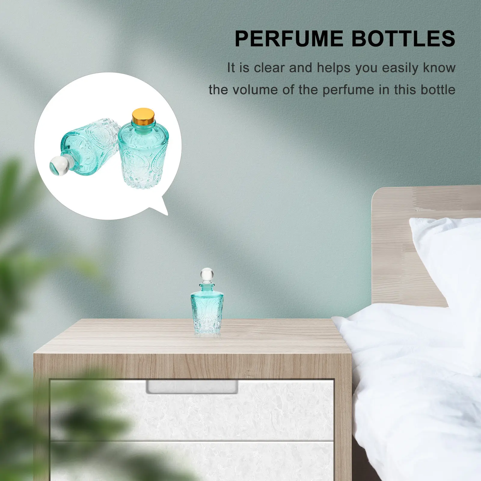 2Pcs Safe Glass Aroma Bottles Not Easy to Break Refillable Essential Oil Bottles for Diffuser Oils Home Office Meditation Decor