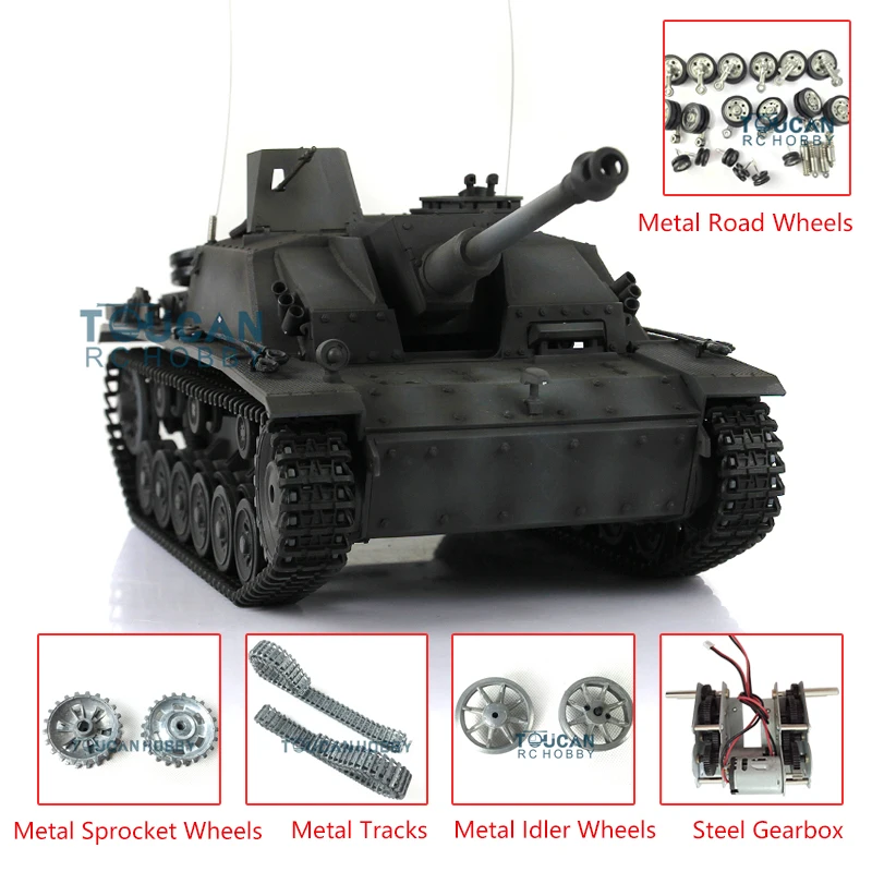

Heng Long 7.0 Customized 1/16 3868 Gray Stug III RTR RC Tank Metal Tracks Wheels TH17435-SMT4