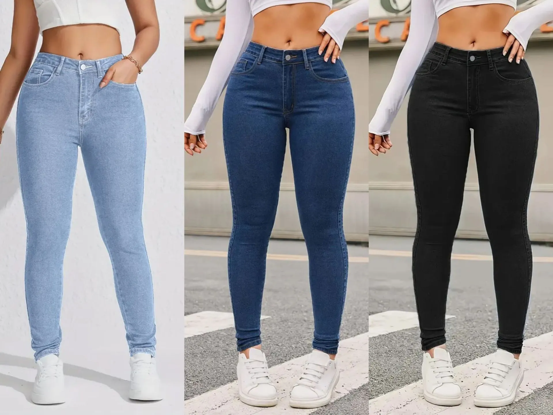 

Spring 2026 Women's Elastic Slim Fit Jeans Fashion Casual Tight Pencil Jeans Nine-Tenths Long Jeans
