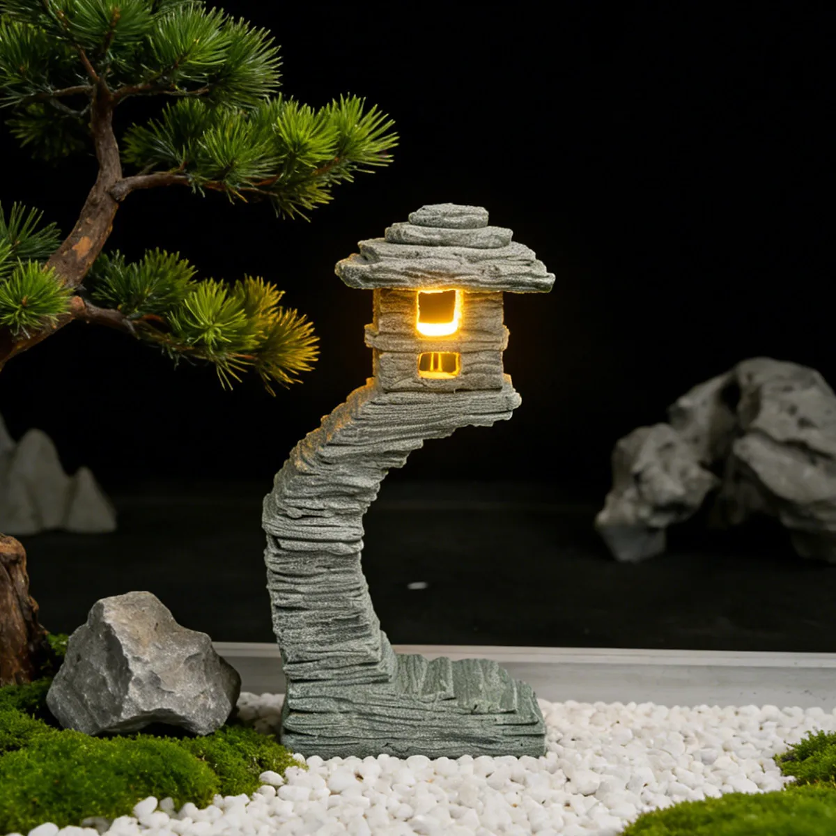 Zen Chinese Bluestone Mini Landscape Sculpture Dry Rock Water Scene Layout Aquascape Desktop Decor Oriental Handmade Craft Gifts