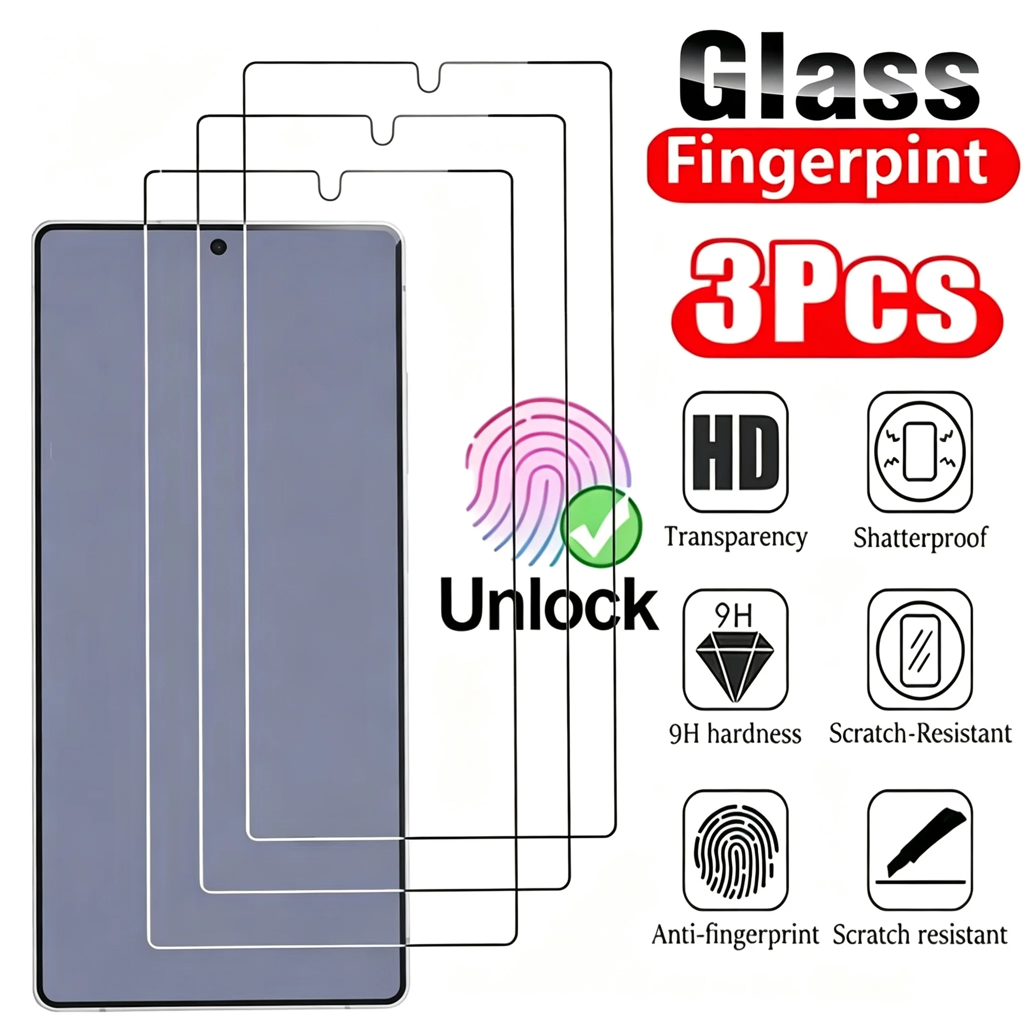 1-3Pcs Premium Tempered Glass Screen Protector For Samsung Galaxy S26 Ultra S25 S24 Ultra S23 S22 Plus Glass Fingerprint Unlock