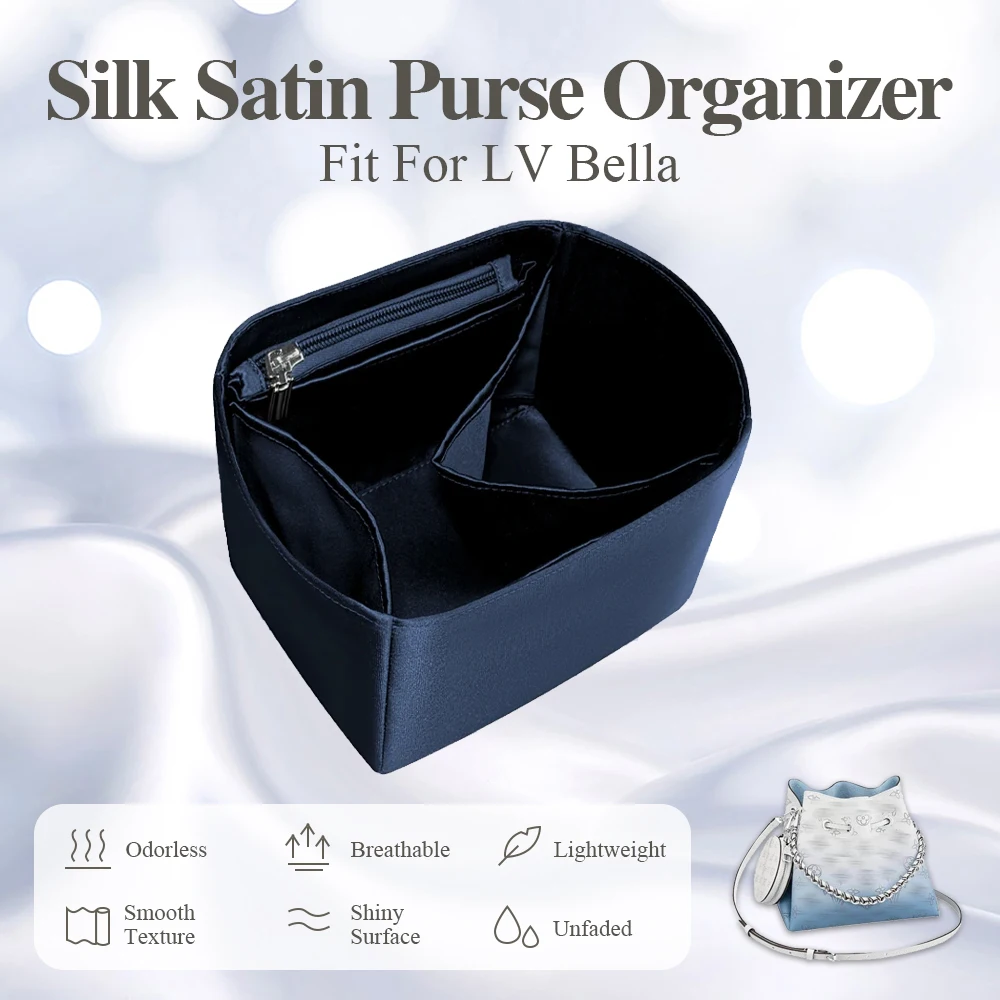 Silk Satin Purse Organizer Insert Fit for LV Bella Bucket Inner Liner Bag Cosmetics Storage Organizer Bag Inside Purse Insert