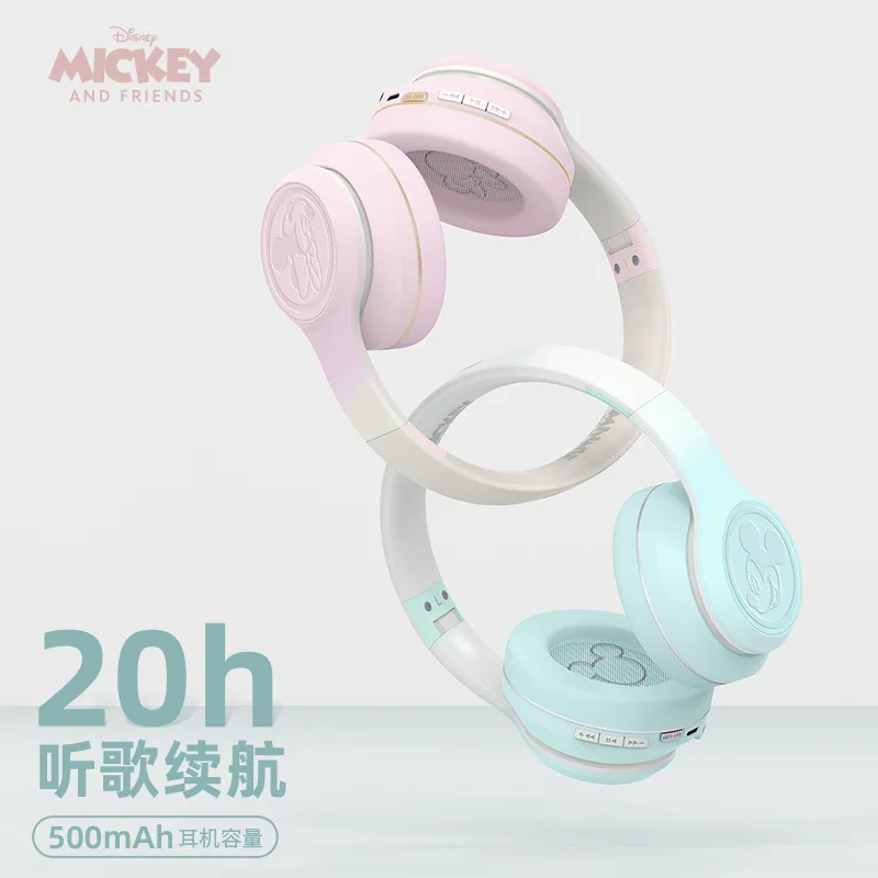 2023 New Disney Co-branded Style Anime Mickey Mouse Cartoon Over-ear Wireless Blue Line Active Noise Cancelling Headphones