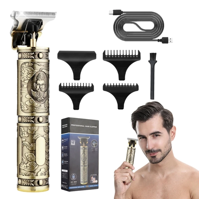 Máquina cortar cabelo a óleo retrô, salão cabeleireiro, esculpida, elétrica, para casa, carregamento usb, dropshipping