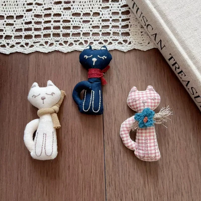 

Fabric Cat Pendant Forest Style Semi Finished Handmade Material for Children Shoes Socks Hat Bag Embellishment Soft