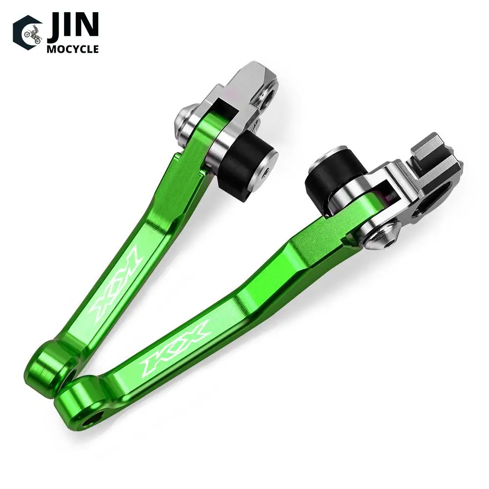 Motorcycle Handle CNC Aluminum Levers For Kawasaki KX65 KX80 KX85 KX125 KX250 Foldable Brake Clutch Lever Dirt Bike Levers Grips