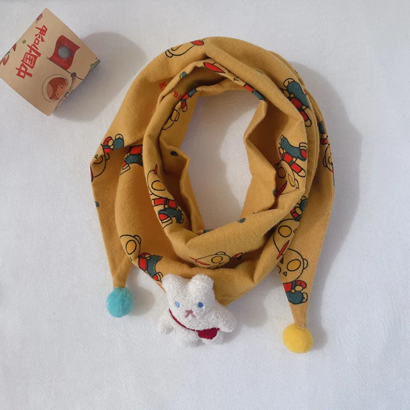 

cotton double-layer thick skin-friendly cartoon scarf men, women, and children, backpack bear scarf, warm neck
