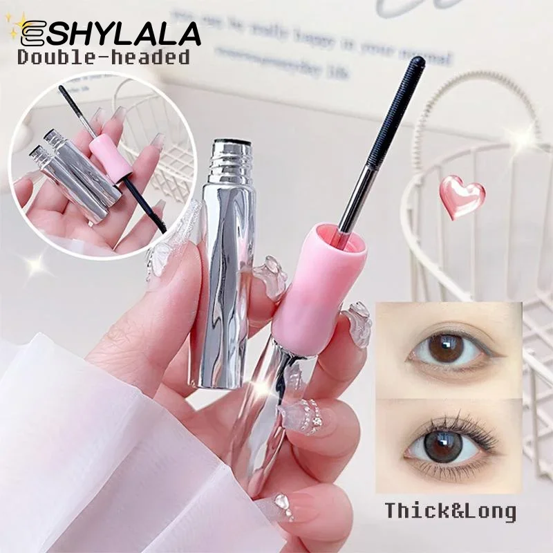 Double In-one Mascara Silk Fiber Mascara Waterproof Mascara For Eyelash Extension Black Thick Lengthening Eyelashes Cosmetics