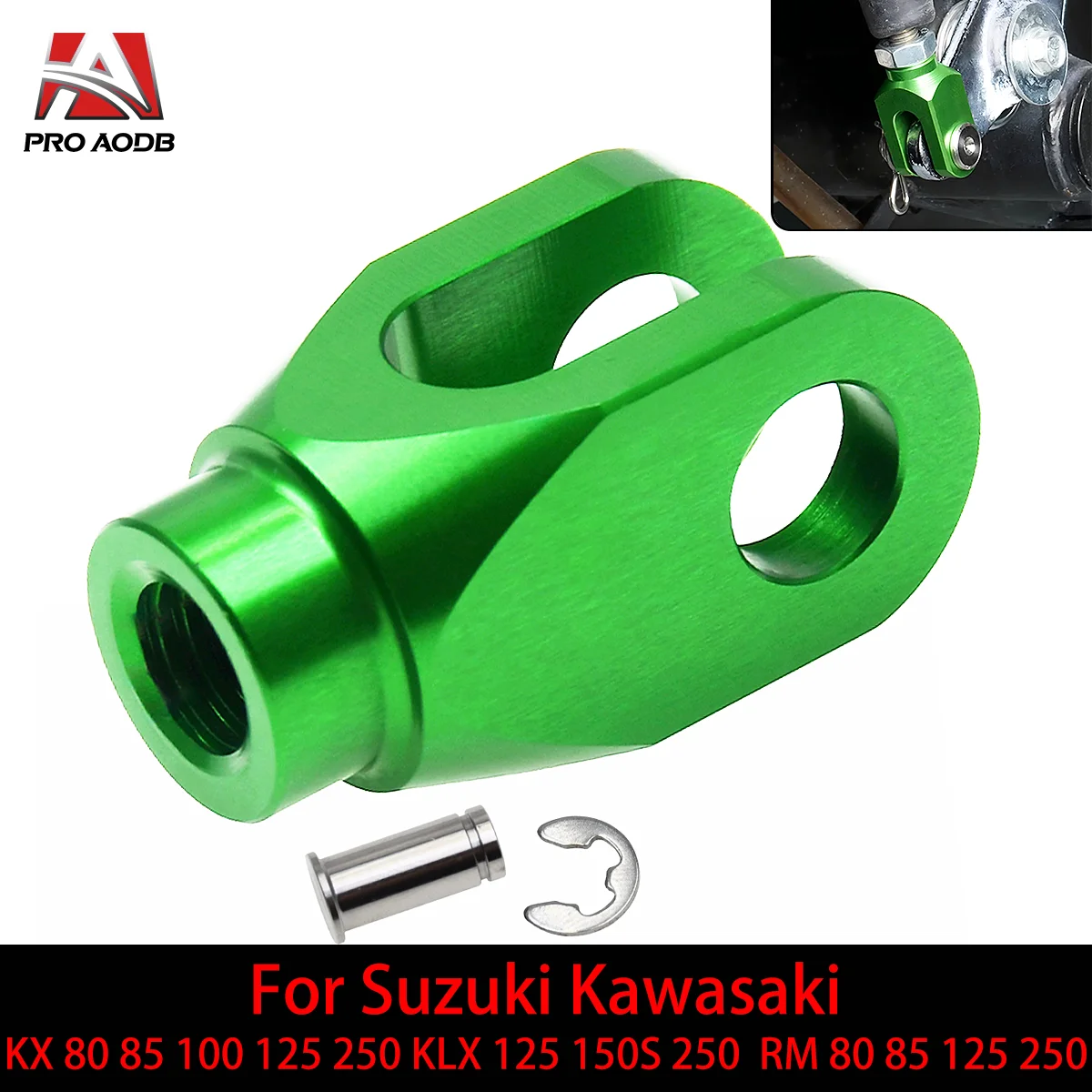 

CNC Aluminum Rear Brake Clevis For Kawasaki Suzuki RM 80 85 125 250 RMX 250S 250R DRZ 400S 400R 400SM 250SB KX 80 85 100 KLX Etc