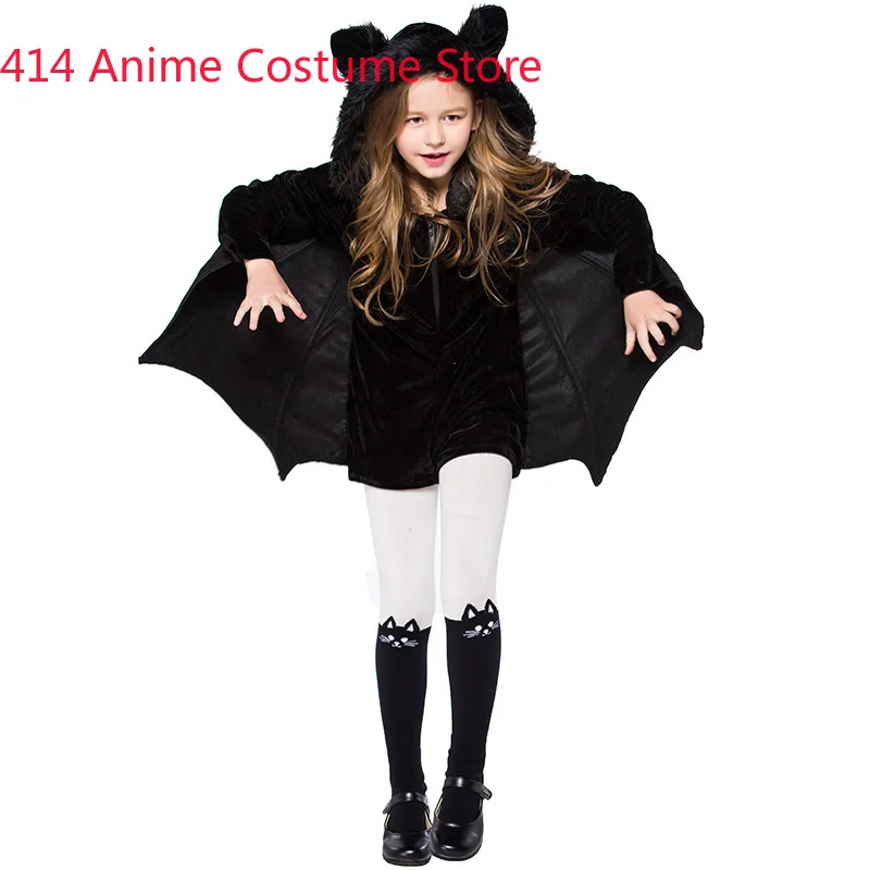 Halloween Carnival Kids Children Black Bat Vampire Costumes for Boy Girl Teen Short Fantasia Infantil Cosplay Costume