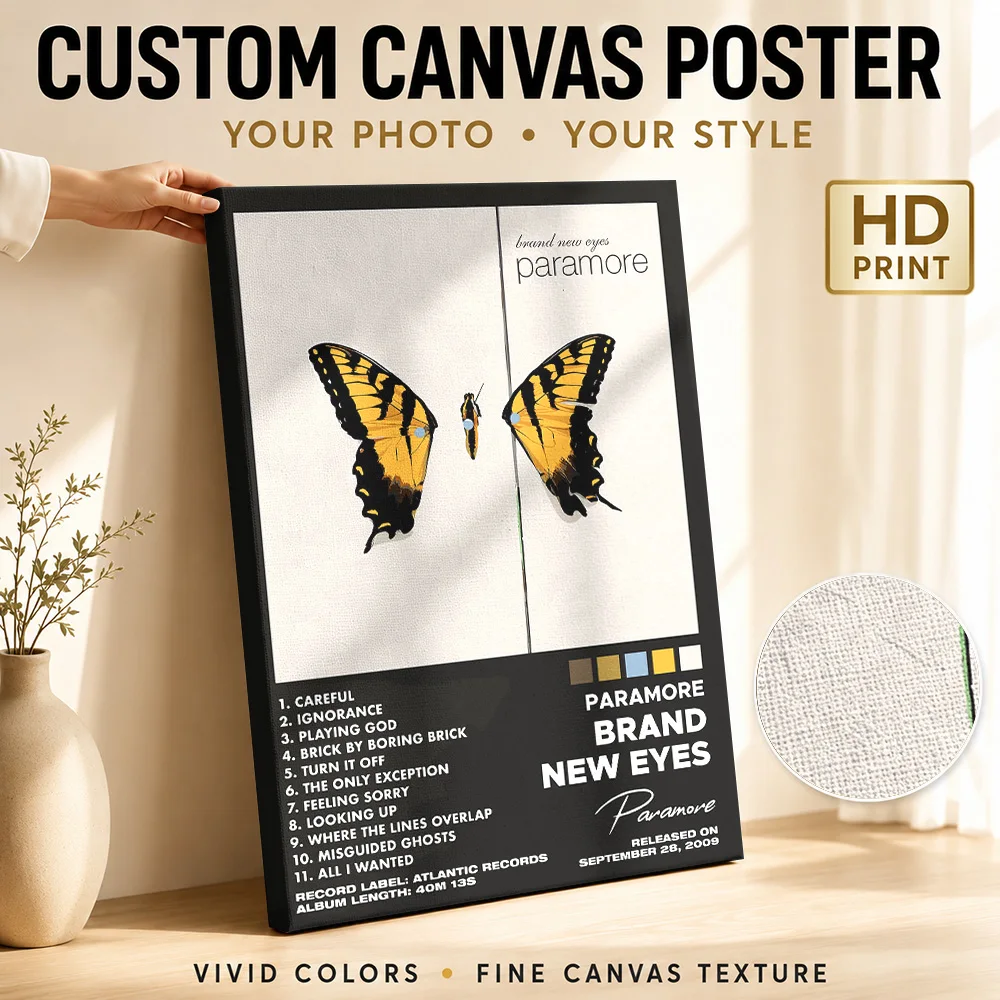 Paramore Brand New Eyes Album Canvas Painting Poster Grunge Style Canvas Wall Art With Customized Photo For Study Ideal Fan Gift